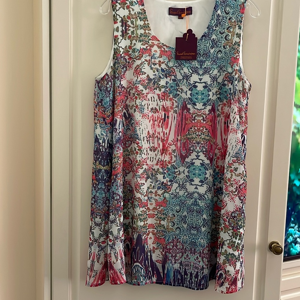 Sweet Simmons tunic large colorful print NWT